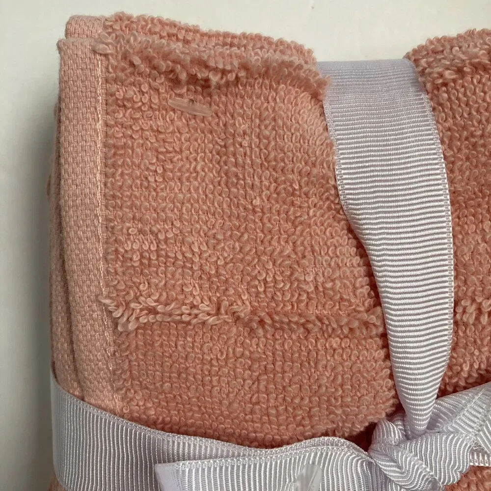 Turkish Home Coral Wash Cloths Cotton Set of Four 12x12 inch